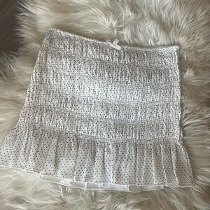 White Polka Dot Smocked Mini Skirt